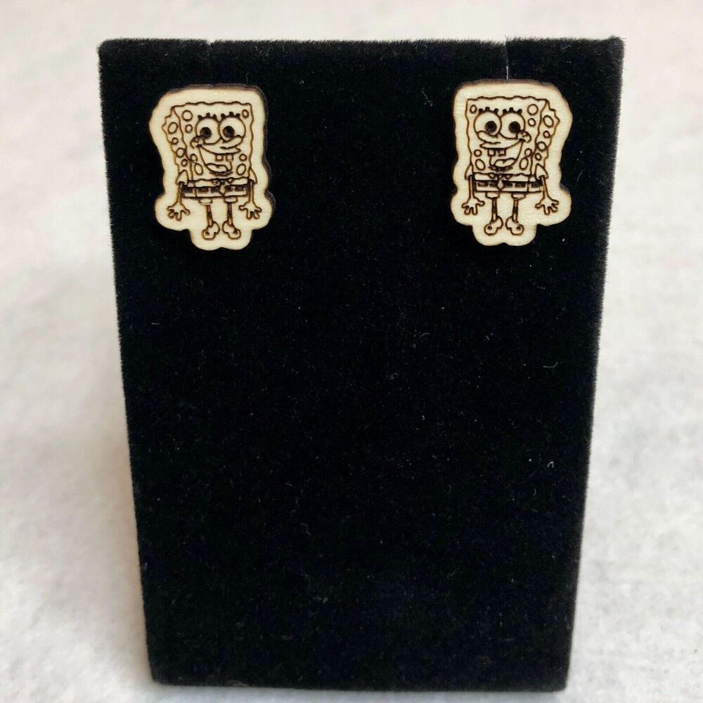 Spongebob Squarepants Wood Stud Earrings